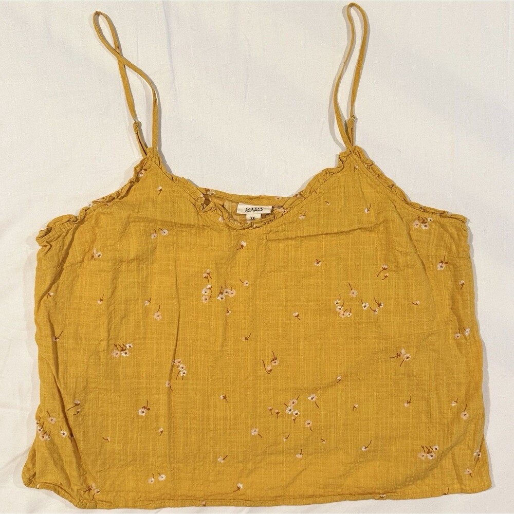 A.n.a A New Approach Women Yellow Rayon Cotton Tank Top V Neck XXL Boho Sexy 2XL